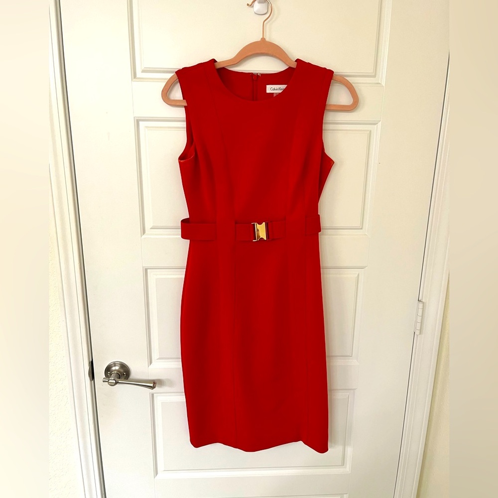 Calvin Klein Red Sleeveless Dress